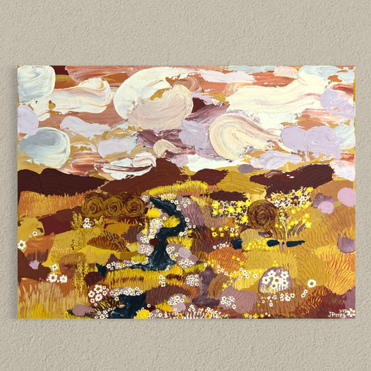 Original Textured Art "In the fall" by Jess Perez Art, Landscape Painting. Impasto Artwork. Textured Landscape, Colorful Orange Painting