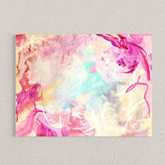 "Little Patience" by Jess Perez Art. Small Pink Painting, 16" by 12" Original art, small canvas art, Pink Abstract Painting, modern artwork, pastel painting, pink wall deco