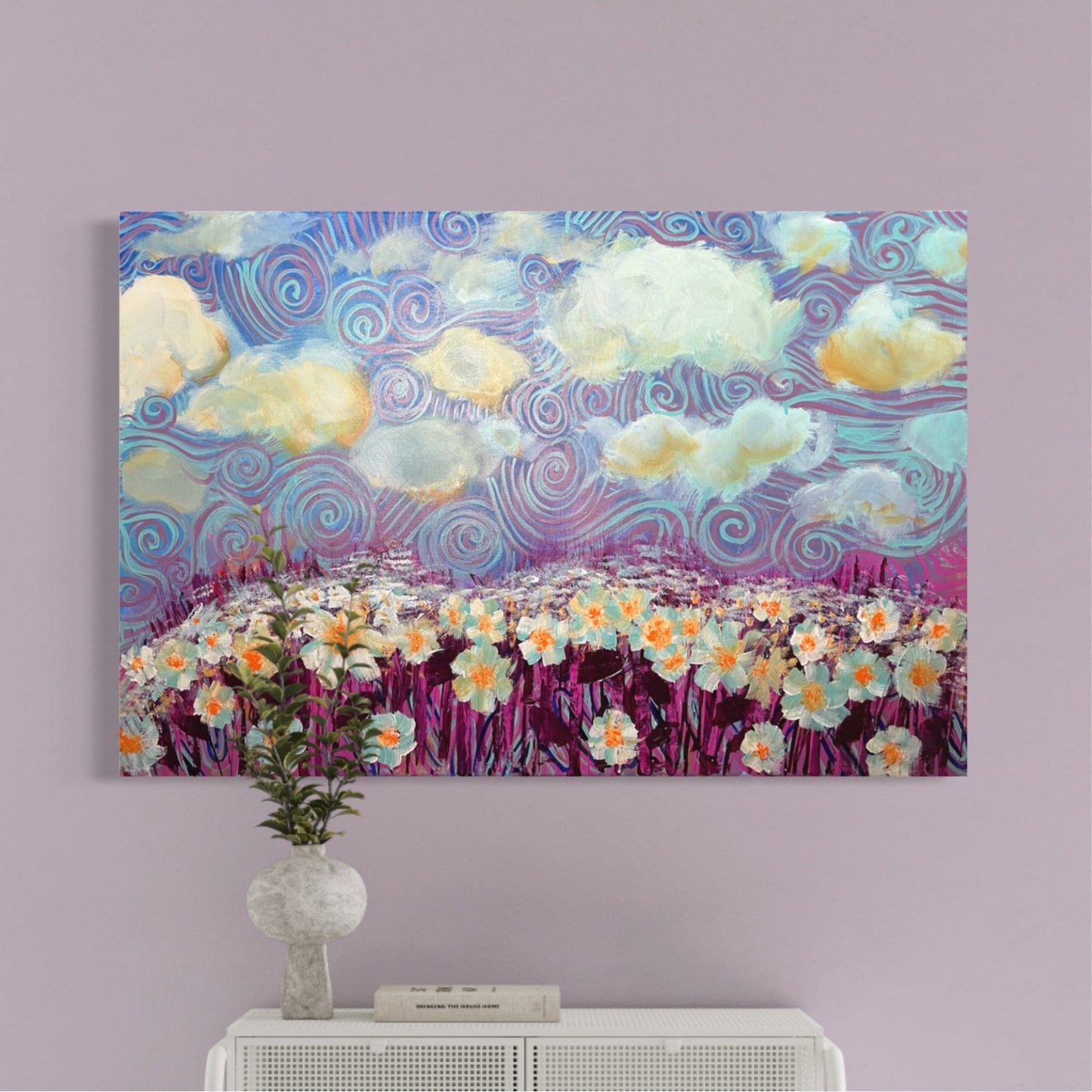 "Serenity" by Jess Perez Art. Purple Flowers, Purple Landscape, Purple Flower Field Original Painting