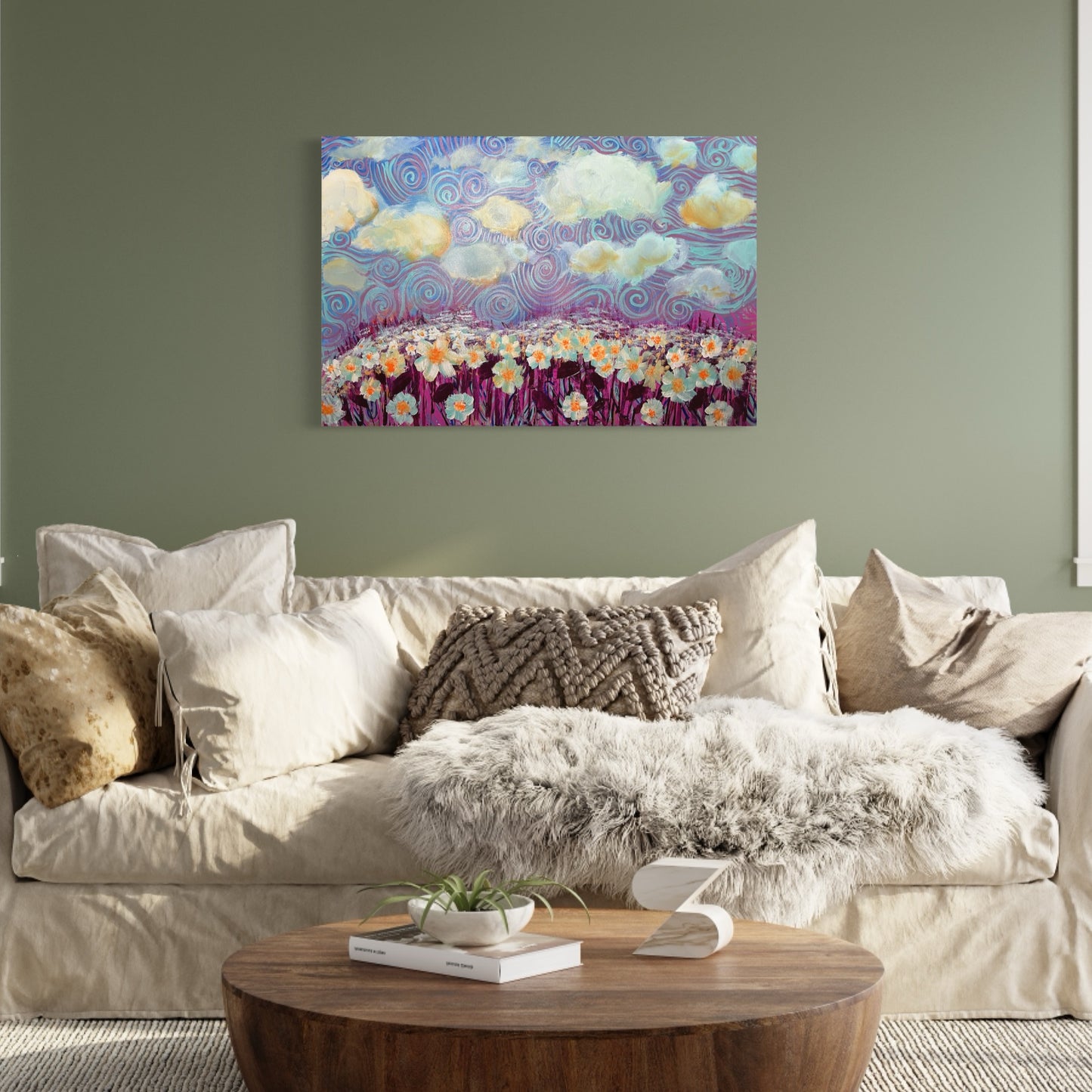 "Serenity" by Jess Perez Art. Purple Flowers, Purple Landscape, Purple Flower Field Original Painting