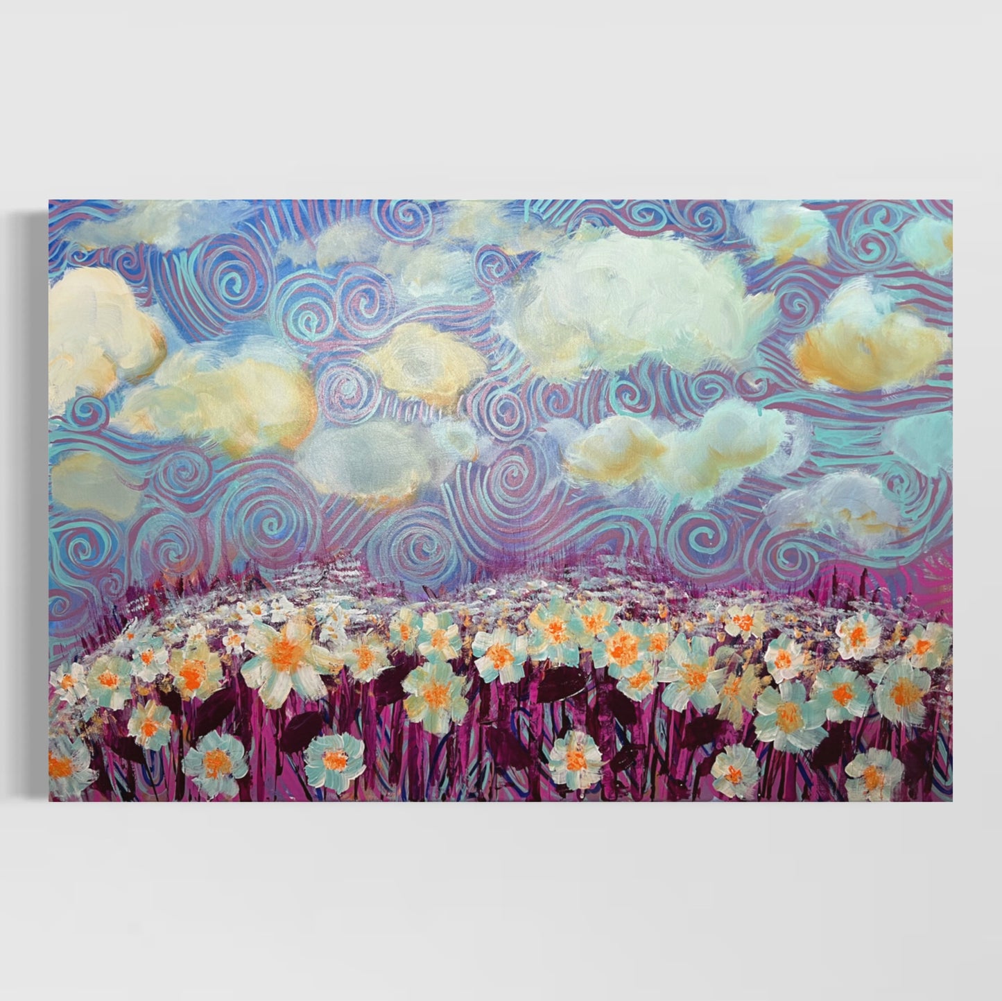 "Serenity" by Jess Perez Art. Purple Flowers, Purple Landscape, Purple Flower Field Original Painting