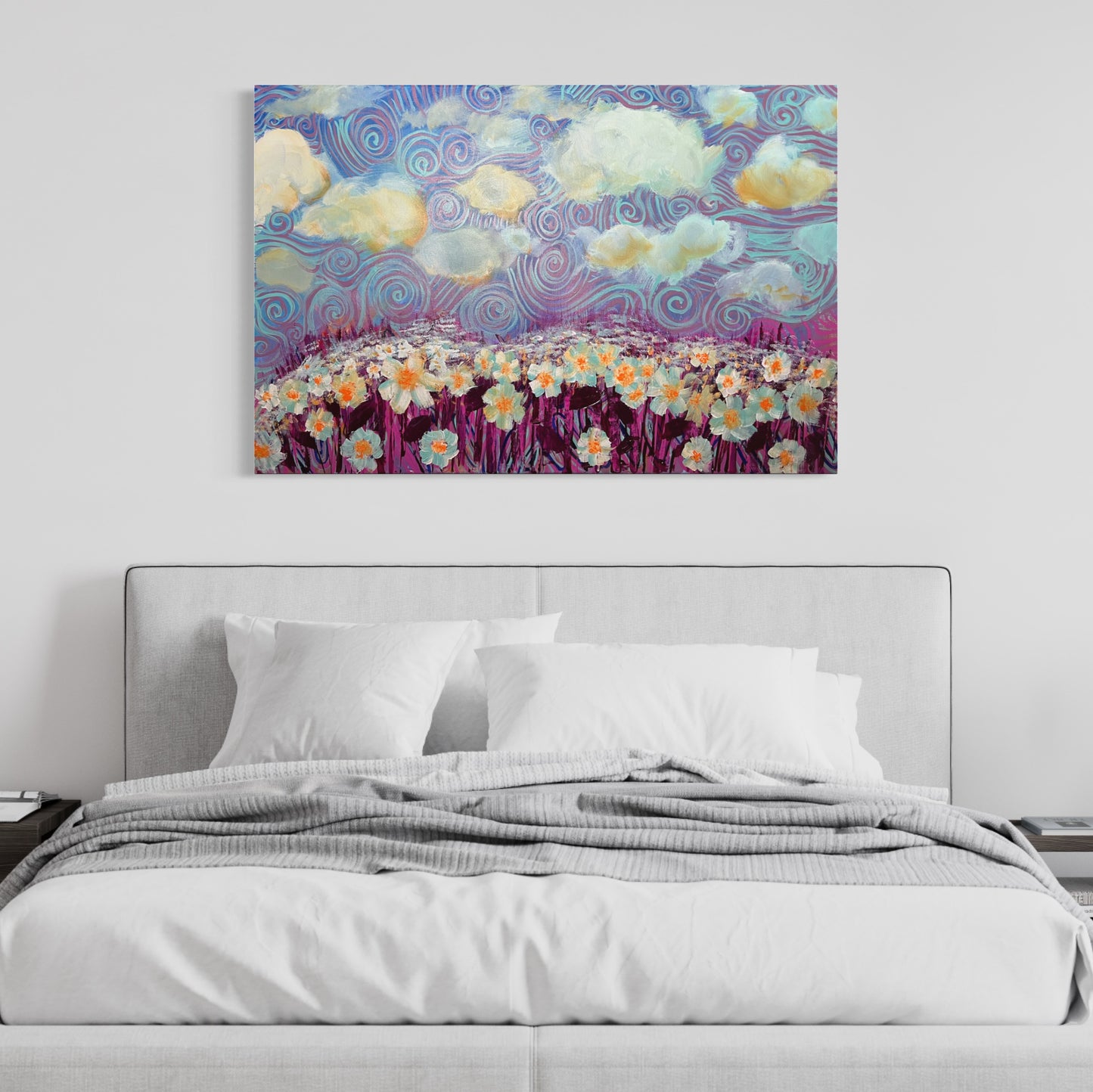 "Serenity" by Jess Perez Art. Purple Flowers, Purple Landscape, Purple Flower Field Original Painting